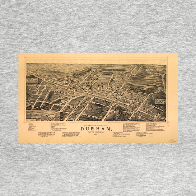 Vintage Pictorial Map of Durham NC (1891) by Bravuramedia